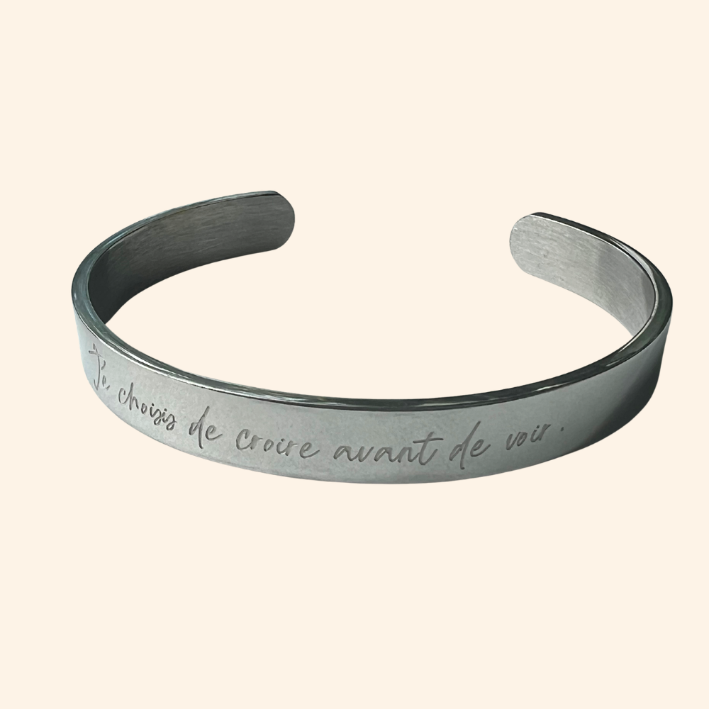 Bracelet Adjoà · Je choisis de croire avant de voir · Largeur 8mm