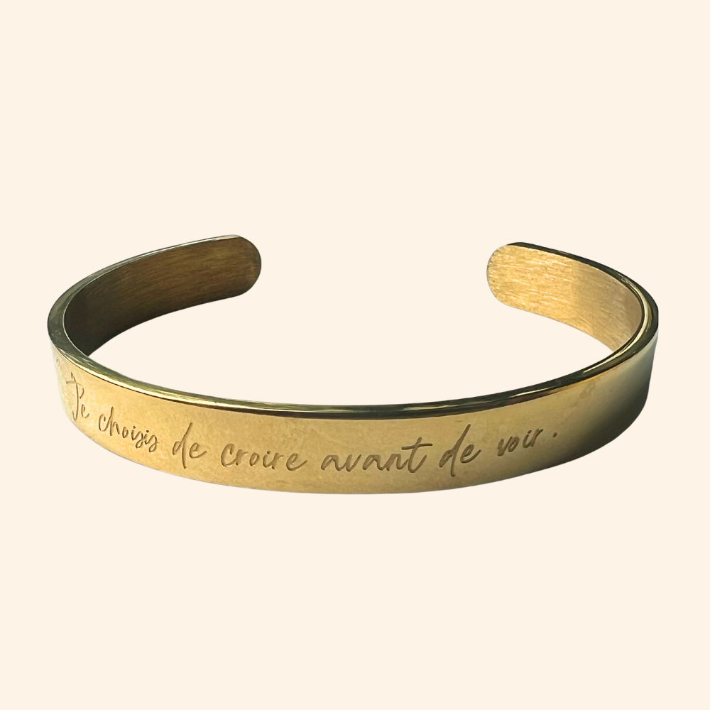 Bracelet Adjoà · Je choisis de croire avant de voir · Largeur 8mm