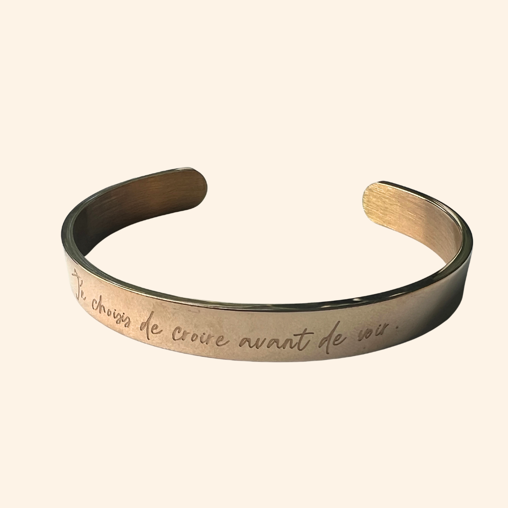 Bracelet Adjoà · Je choisis de croire avant de voir · Largeur 8mm
